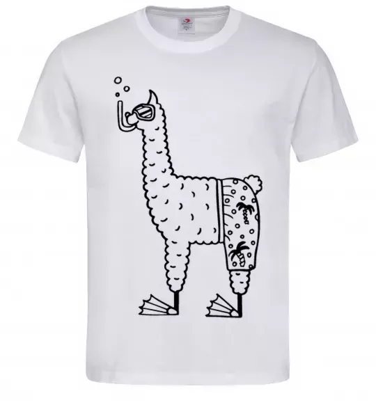 Мужская футболка Лама дайвер Белый фото