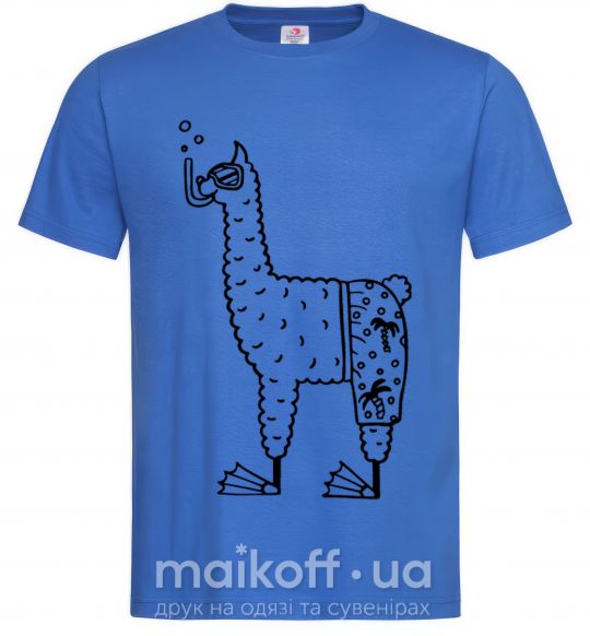 Мужская футболка Лама дайвер Ярко-синий фото