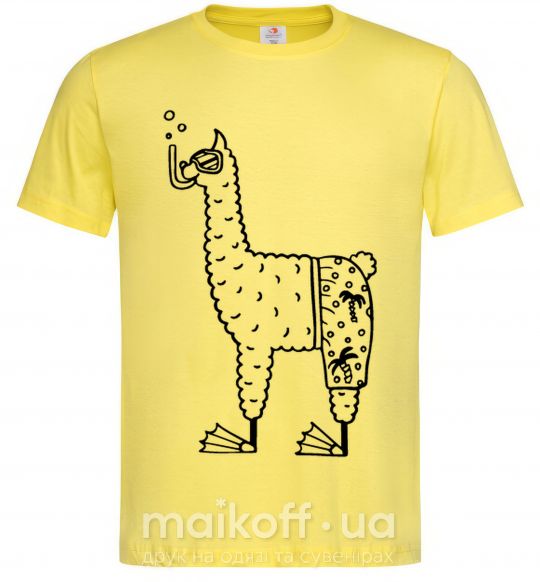 Мужская футболка Лама дайвер Лимонный фото
