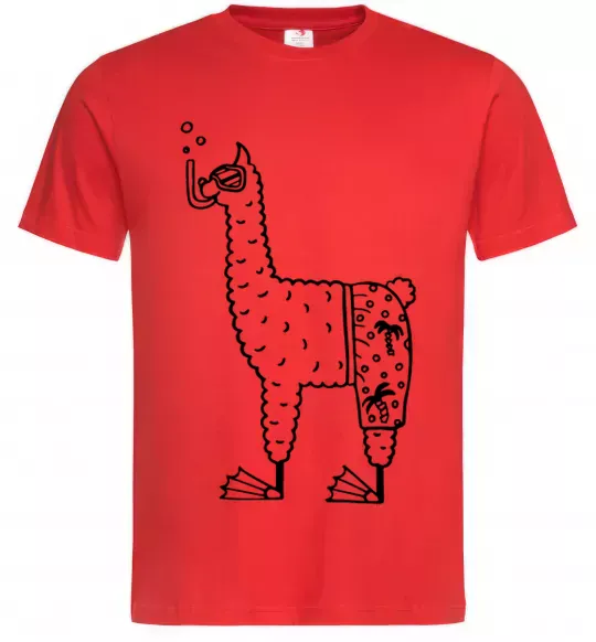 Мужская футболка Лама дайвер Красный фото