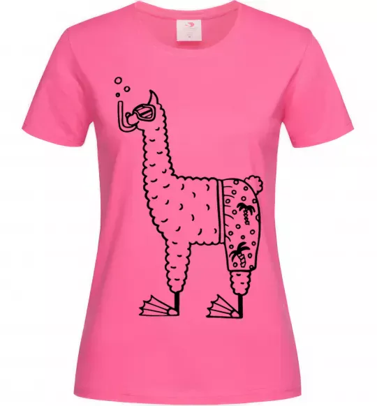 Жіноча футболка Лама дайвер Яскраво-рожевий фото