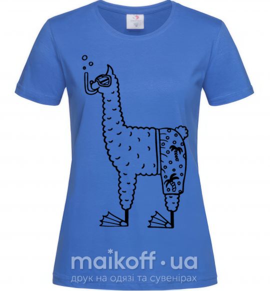 Жіноча футболка Лама дайвер Яскраво-синій фото