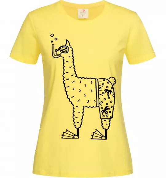Жіноча футболка Лама дайвер Лимонний фото