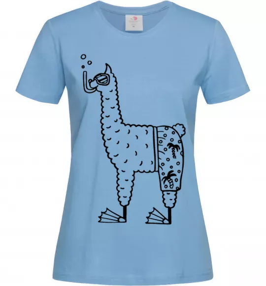 Жіноча футболка Лама дайвер Блакитний фото