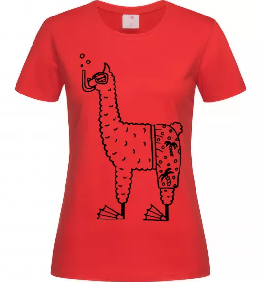 Жіноча футболка Лама дайвер Червоний фото