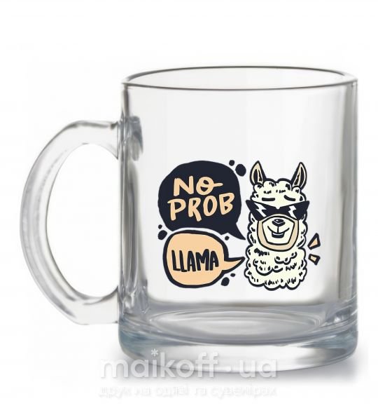 Чашка стеклянная No prob llama in glasses Прозрачный фото
