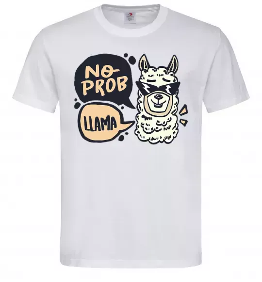 Мужская футболка No prob llama in glasses Белый фото