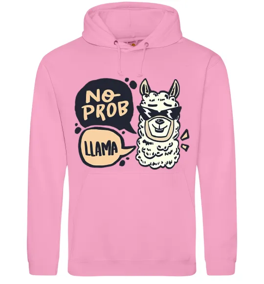 Жіноча толстовка (худі) No prob llama in glasses Рожевий фото