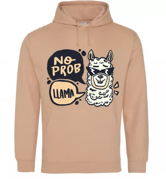 Женская толстовка (худи) No prob llama in glasses Песочный фото