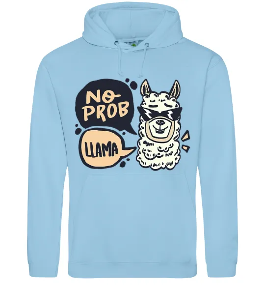 Жіноча толстовка (худі) No prob llama in glasses Блакитний фото