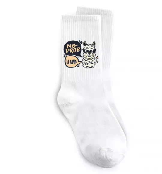 Носки No prob llama in glasses Белый фото