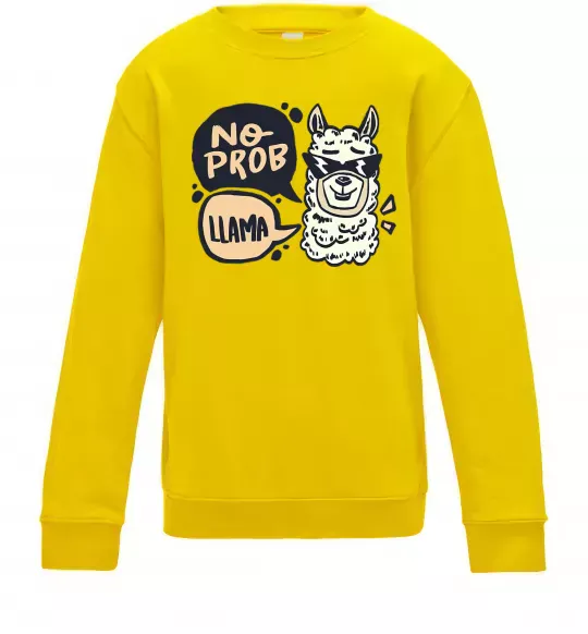 Дитячий світшот No prob llama in glasses Сонячно жовтий фото
