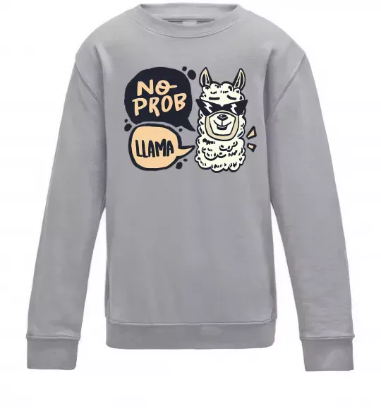 Дитячий світшот No prob llama in glasses Сірий меланж фото