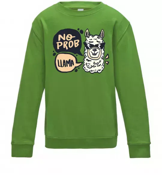 Дитячий світшот No prob llama in glasses Лаймовий фото