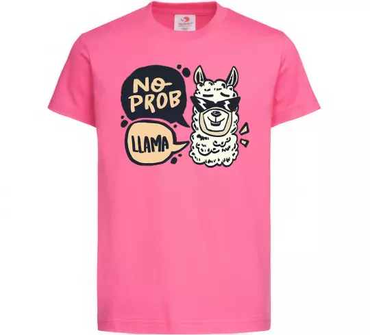 Детская футболка No prob llama in glasses Ярко-розовый фото