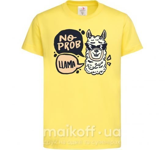 Детская футболка No prob llama in glasses Лимонный фото