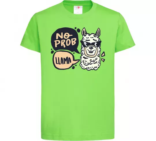 Детская футболка No prob llama in glasses Лаймовый фото