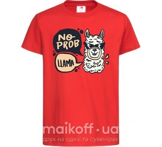 Детская футболка No prob llama in glasses Красный фото