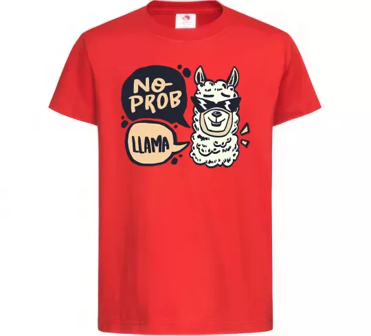 Детская футболка No prob llama in glasses Красный фото