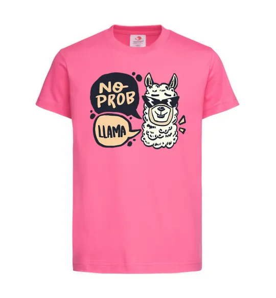 Детская футболка No prob llama in glasses Ярко-розовый фото