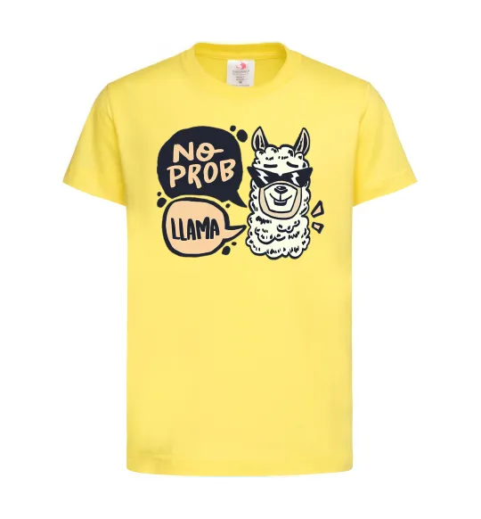 Детская футболка No prob llama in glasses Лимонный фото