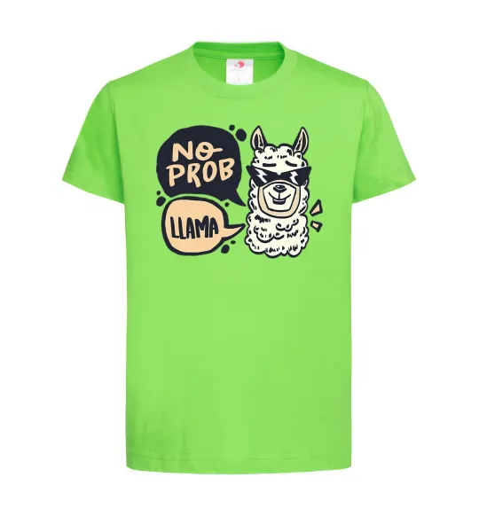 Детская футболка No prob llama in glasses Лаймовый фото