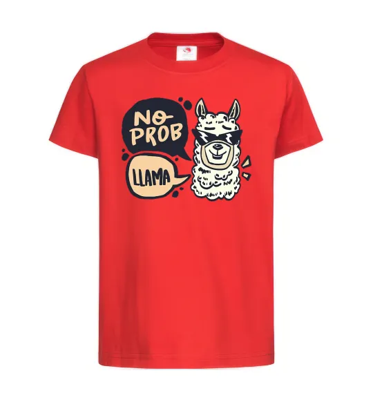 Детская футболка No prob llama in glasses Красный фото