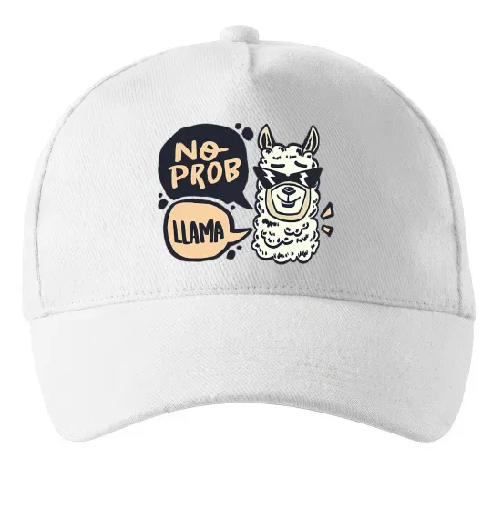 Кепка No prob llama in glasses Білий фото