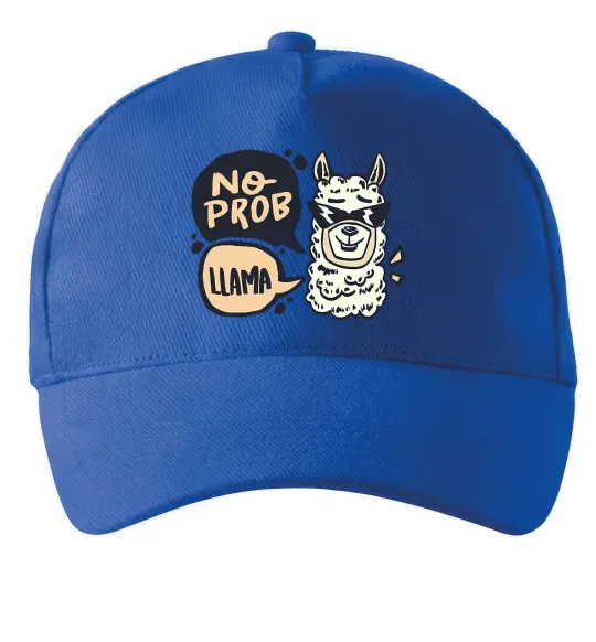 Кепка No prob llama in glasses Яскраво-синій фото