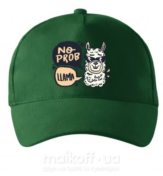 Кепка No prob llama in glasses Темно-зелений фото