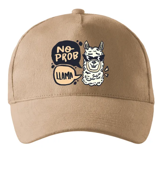Кепка No prob llama in glasses Песочный фото