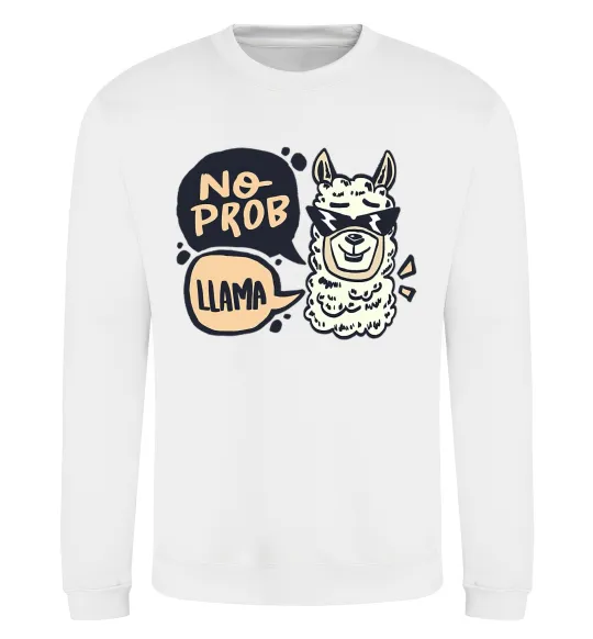 Свитшот No prob llama in glasses Белый фото