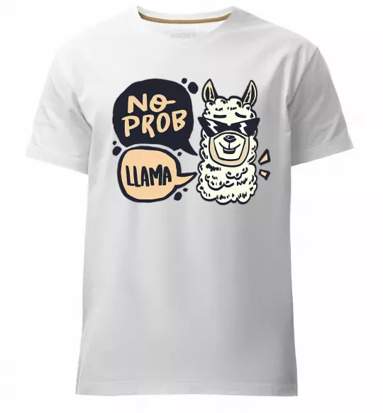 Чоловіча преміум футболка No prob llama in glasses Білий фото