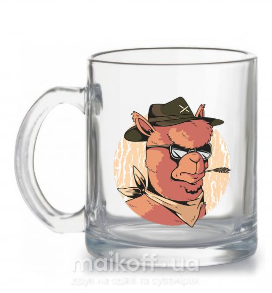 Чашка стеклянная Лама шериф Прозрачный фото