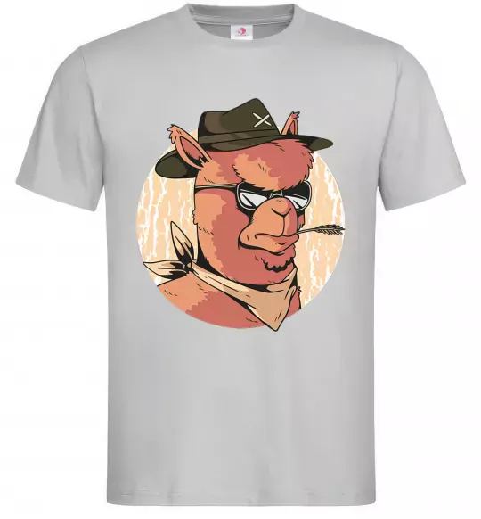 Мужская футболка Лама шериф Серый фото