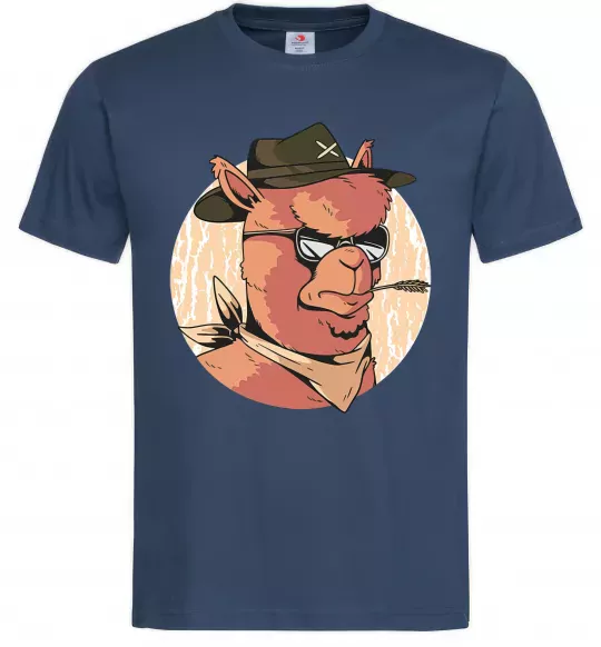 Мужская футболка Лама шериф Темно-синий фото