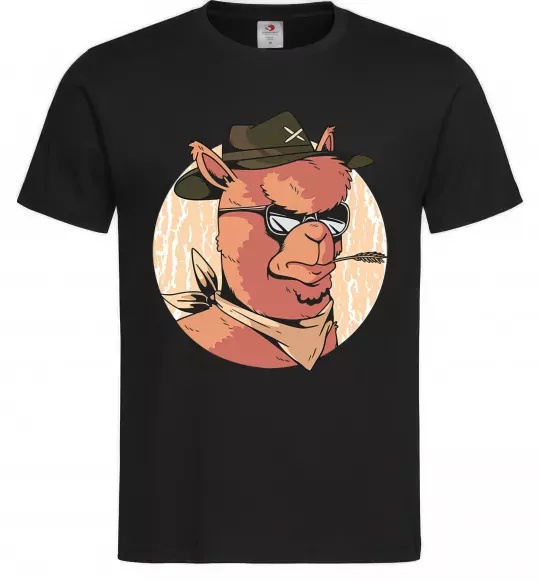 Мужская футболка Лама шериф Черный фото