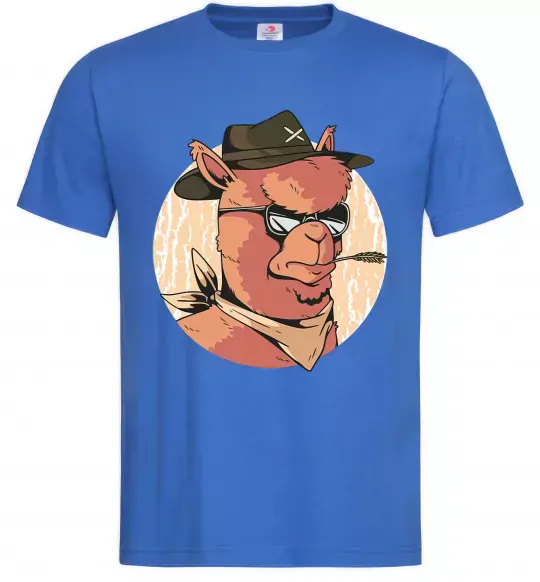 Мужская футболка Лама шериф Ярко-синий фото