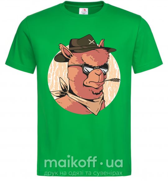 Мужская футболка Лама шериф Зеленый фото