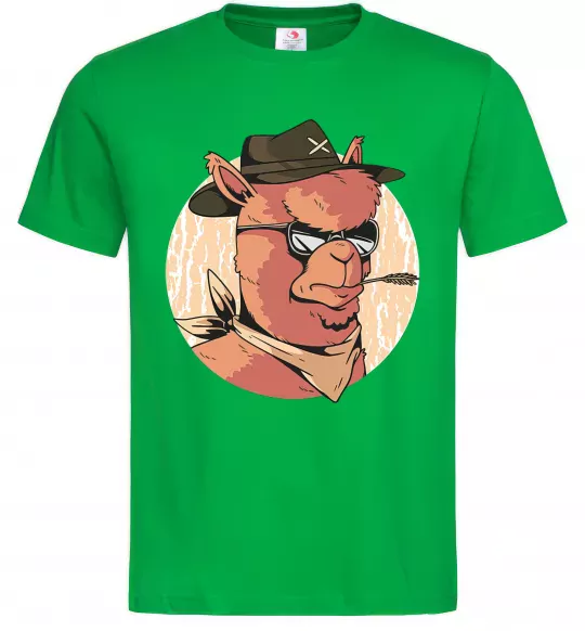 Мужская футболка Лама шериф Зеленый фото