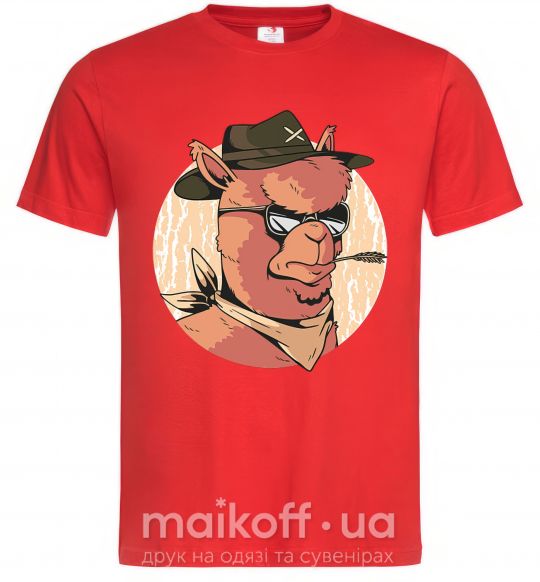 Мужская футболка Лама шериф Красный фото