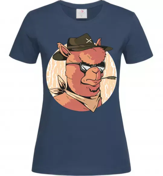 Жіноча футболка Лама шериф Темно-синій фото