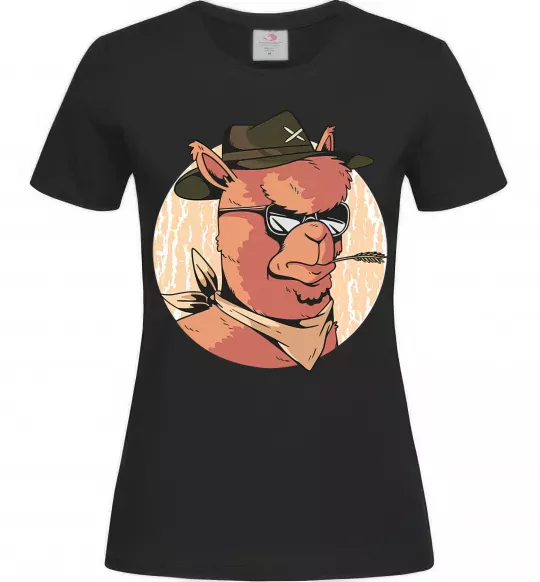 Жіноча футболка Лама шериф Чорний фото