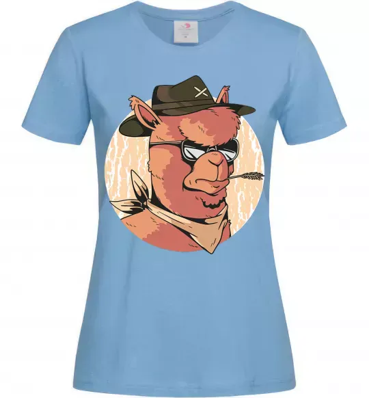 Жіноча футболка Лама шериф Блакитний фото