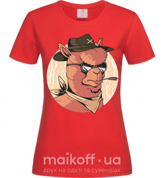 Женская футболка Лама шериф Красный фото
