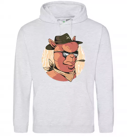 Жіноча толстовка (худі) Лама шериф Сірий меланж фото