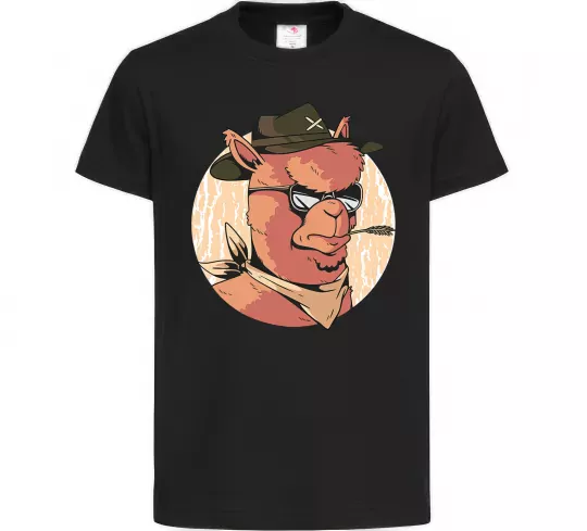 Детская футболка Лама шериф Черный фото