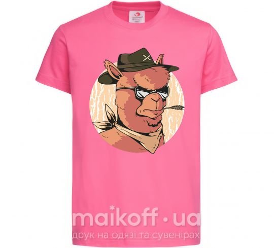 Дитяча футболка Лама шериф Яскраво-рожевий фото