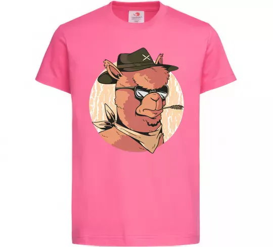Детская футболка Лама шериф Ярко-розовый фото