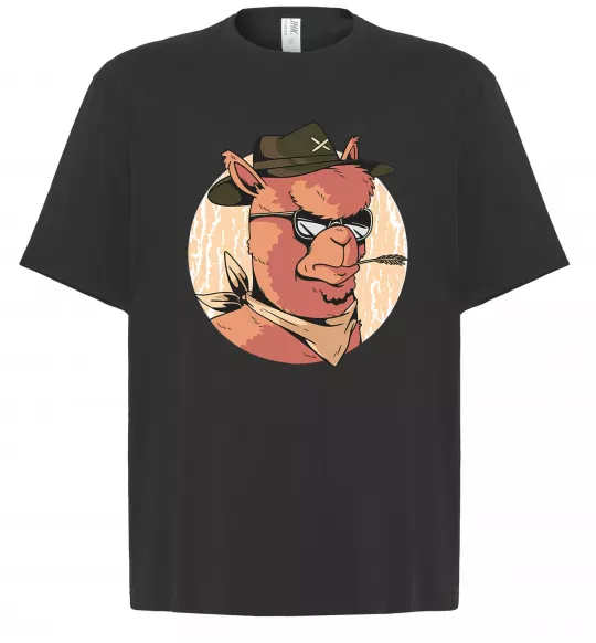 Футболка Оверсайз Лама шериф Черный фото